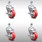 Service Caster 4 Inch SS Red Polyurethane Swivel 12mm Threaded Stem Caster Set Brake SCC SCC-SSTS20S414-PPUB-RED-TLB-M1215-4 - alternate 1